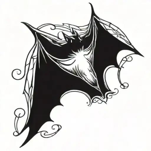 bat with wings spread tattoo design idea