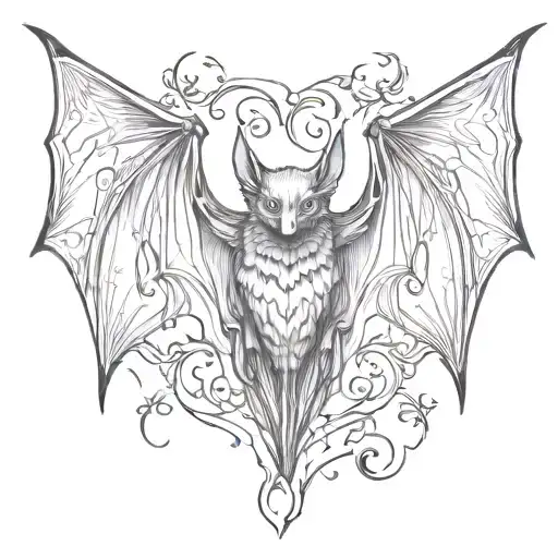 bat with wings spread tattoo design idea