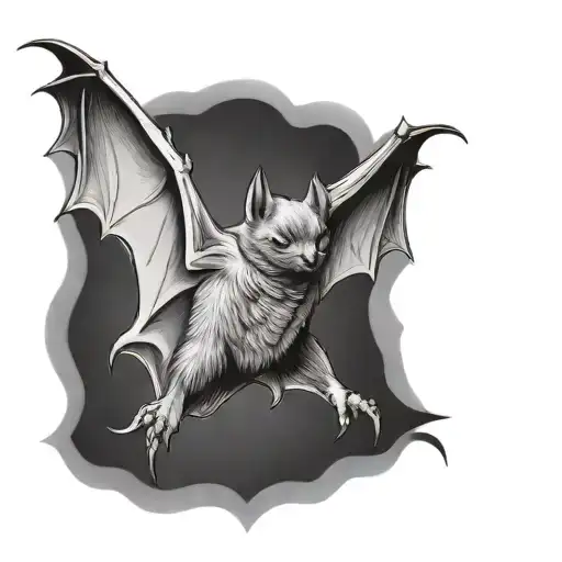 bat with wings spread tattoo design idea