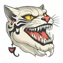 cat teeth tattoo design idea