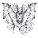bat with wings spread tattoo design idea