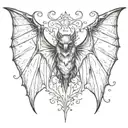 bat with wings spread tattoo design idea