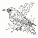 european starling bird in 2D tattoo design idea