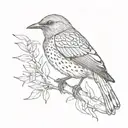 european starling bird in 2D tattoo design idea