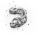 zombie snake wrapped around forearm bones tattoo design idea
