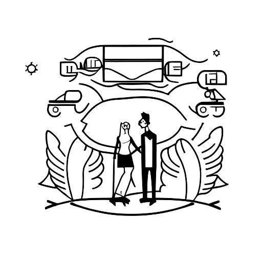 A minimalist tattoo of a TV screen showing a silhouette of you and your husband watching your favorite show tattoo design idea