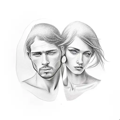 couple nude love tattoo design idea