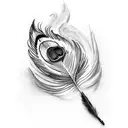 peacock feather in between 2 wings  tattoo design idea