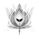 peacock feather in between 2 wings  tattoo design idea