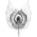peacock feather in between 2 wings  tattoo design idea