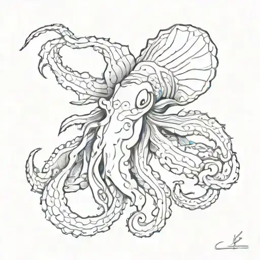 cuttlefish tattoo design idea