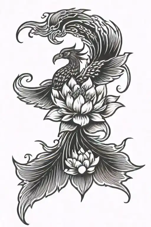 phoenix Lotus flower growing   tattoo design idea