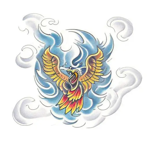lion and Phoenix  tattoo design idea