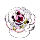 ruby red, amethyst, emerald, yellow topaz, pink rose tattoo design idea