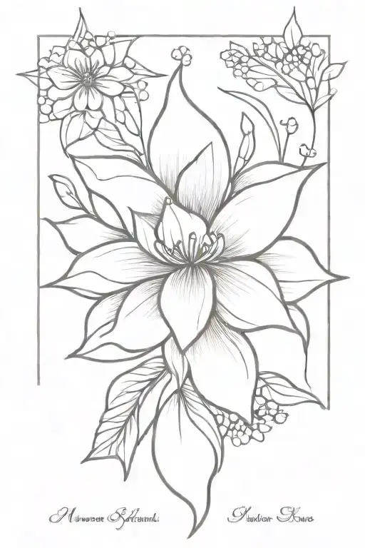 November birth flower and nova star  tattoo design idea