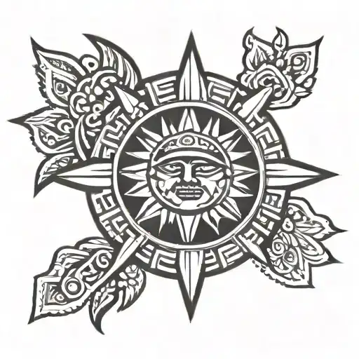 aztec sun tattoo design idea