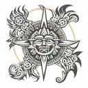 aztec sun tattoo design idea