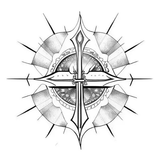 cross sword with moon  tattoo design idea