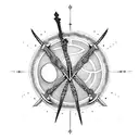 cross sword with moon  tattoo design idea