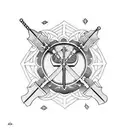 cross sword with moon  tattoo design idea