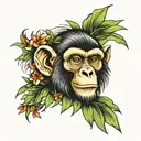 monkey bamboo fores tattoo design idea