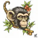 monkey bamboo fores tattoo design idea