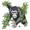 monkey bamboo forest falling tattoo design idea