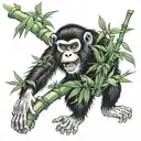 monkey bamboo forest falling tattoo design idea