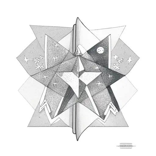 woman's outline holding a book with stars surrounding the book tattoo design idea