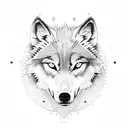 A wolf-themed tattoo with dotwork shading and a moon in the background, symbolizing the gamer's love for gaming and nature tattoo design idea