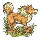Small tattoo of a shetland sheepdog's legs kicking back on grass tattoo design idea