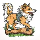 Small tattoo of a shetland sheepdog's legs kicking back on grass tattoo design idea