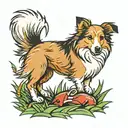 Small tattoo of a shetland sheepdog's legs kicking back on grass tattoo design idea