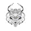 Scorpio with Snake , Wolf , Eagle in earth tattoo design idea