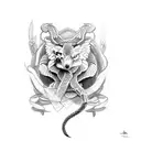 Scorpio with Snake , Wolf , Eagle in earth tattoo design idea