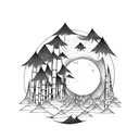 shuriken bamboo forest fullmoon tattoo design idea