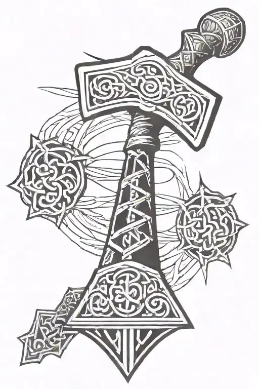 Thors Hammer tattoo design idea