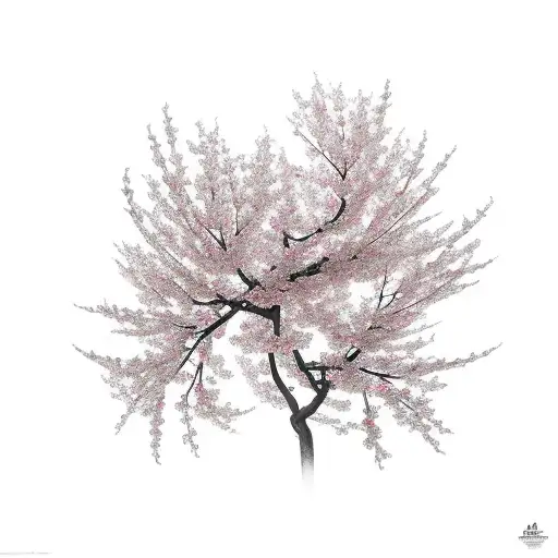 Cherry Blossom flowing with more branches tattoo design idea