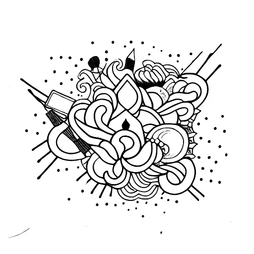 A minimalist tattoo of a colorful palette with paintbrushes, representing the passion for canvas painting tattoo design idea