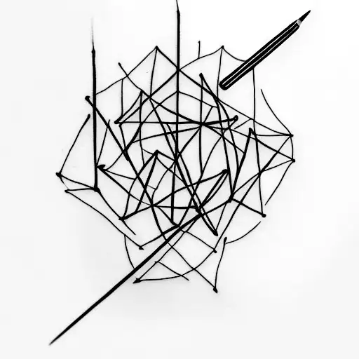 A minimalist tattoo of a paintbrush and pencil crossed together, symbolizing the love for painting and drawing tattoo design idea