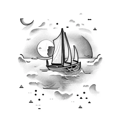 sail boat tattoo design idea