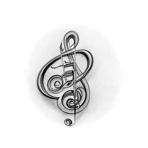  words NO TROUBLE with bass clef  tattoo design idea