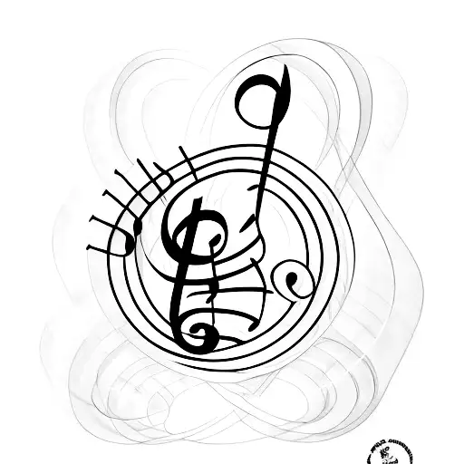 bass clef with words 'NO TROUBLE' clearly visible but aligned like a musical note tattoo design idea