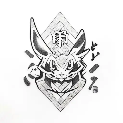 Japanese Pokemon Fantasma Tattoo Idea - BlackInk AI