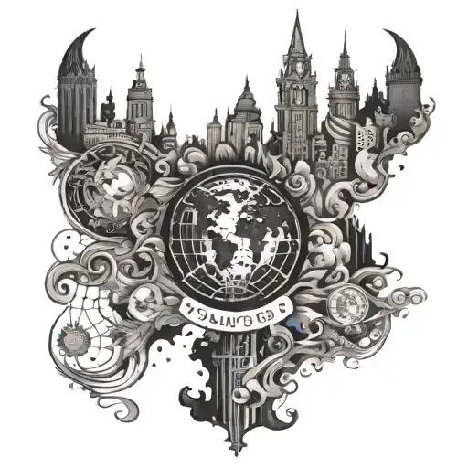 the world santos across my abdomen  tattoo design idea