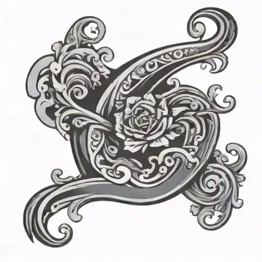 santos curved shape bending tattoo design idea