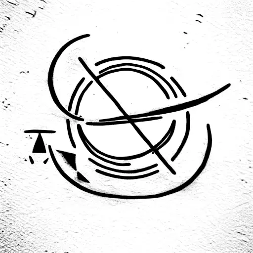 Wayfarer rune with sun and moon being chased by wolves around it tattoo design idea