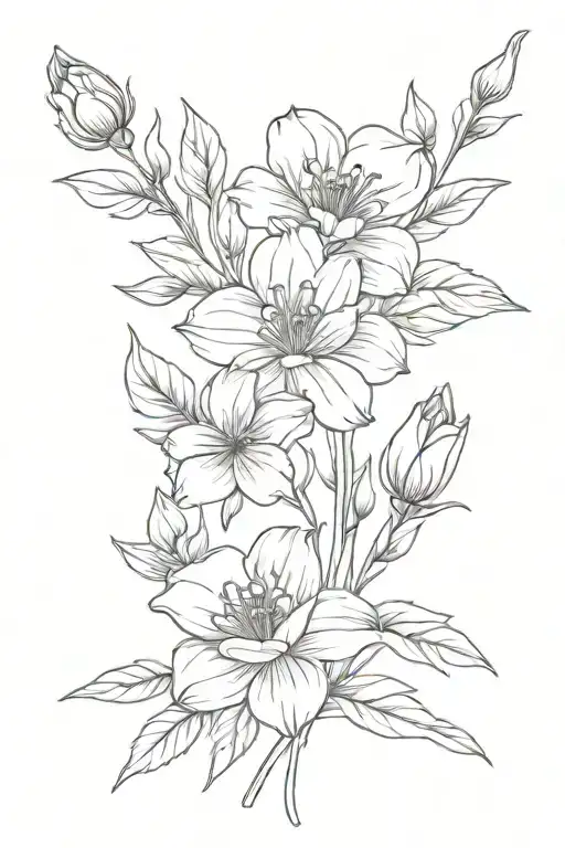 birth flower bouquet with July and April  tattoo design idea