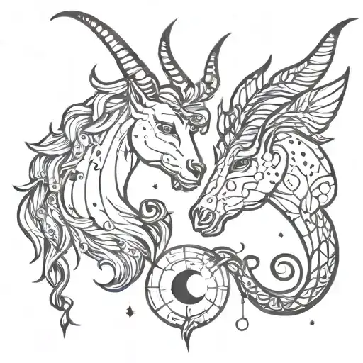 Capricorn constellation and mother daughter relationship  tattoo design idea