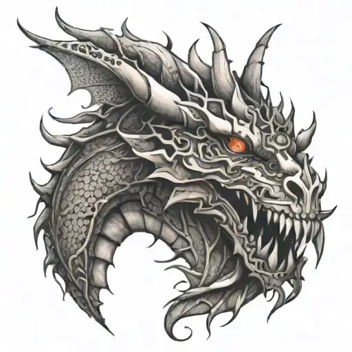 mechanical dragon tattoo design idea